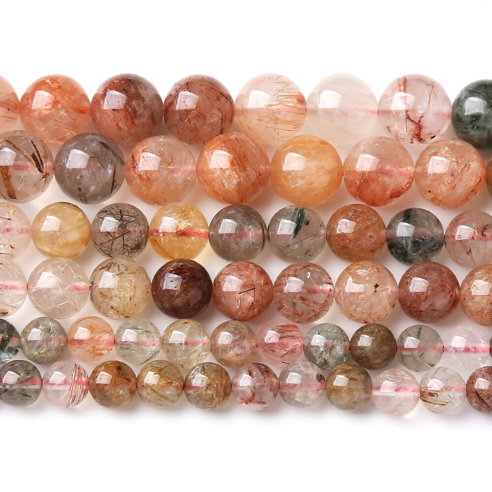 5335 8MM 45PCS Natural Crystal Stone Colorful Rutilated Quartz Beads